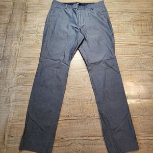 H&M Pants Women 33 Blue Cotton Chino Flat Front Slim Fit Hook Loop